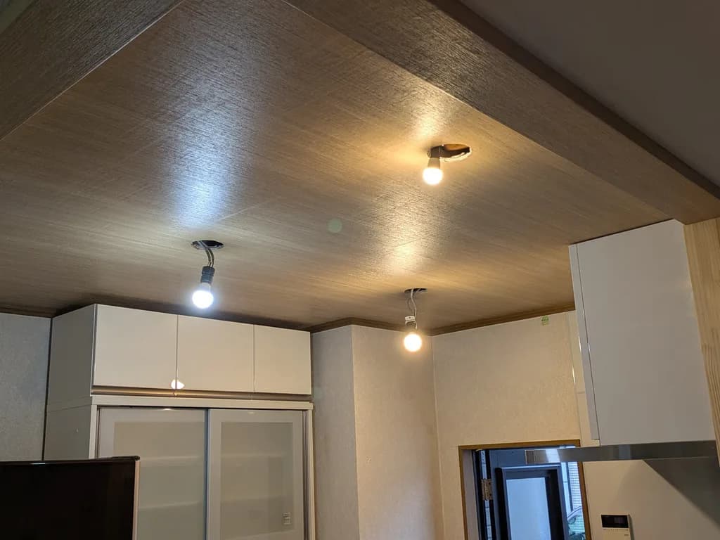 施工中 ── ダウンライトの配線